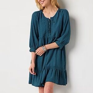 Frye and Co. Women’s Dress Size XXL 2XL Eyelet Lace 3/4 Sleeve  in Deep Dive NWT